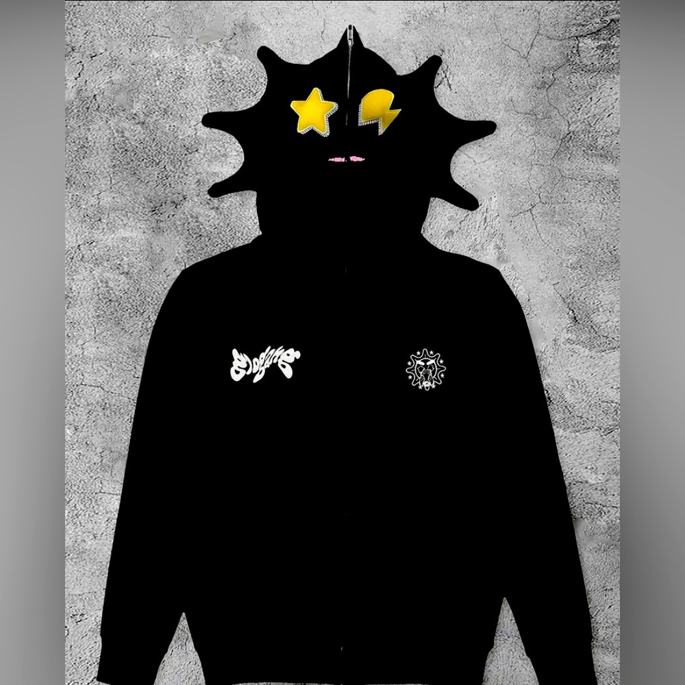 Letter print zip up hoodie-with pockets